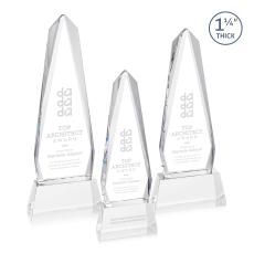 Cheswick Clear on Entwhistle Base Obelisk Crystal Award - Crystal Pillar Awards