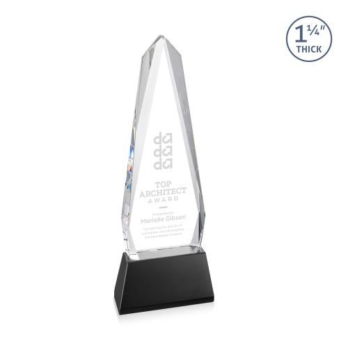 Corporate Awards - Crystal Awards - Cheswick Black on Entwhistle Base Obelisk Crystal Award