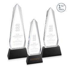 Cheswick Black on Entwhistle Base Obelisk Crystal Award - Crystal Pillar Awards