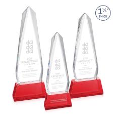 Cheswick Red on Entwhistle Base Obelisk Crystal Award - Corporate Awards