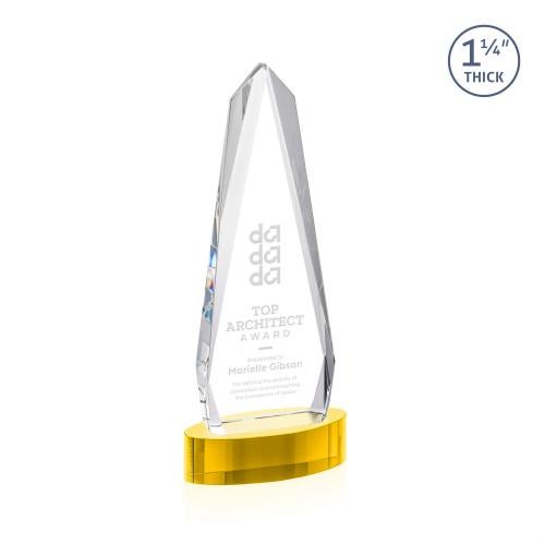Corporate Awards - Crystal Awards - Cheswick Gold on Alberton Base Obelisk Crystal Award