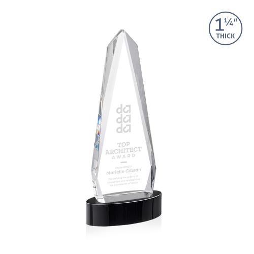 Corporate Awards - Crystal Awards - Cheswick Black on Alberton Base Obelisk Crystal Award