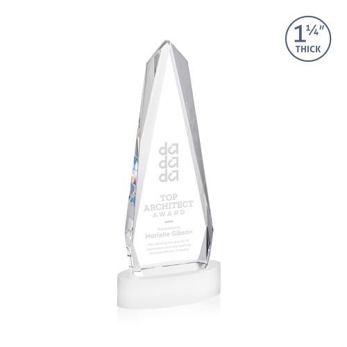 Corporate Awards - Crystal Awards - Cheswick White on Alberton Base Obelisk Crystal Award