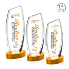 Colorado Full Color Amber on Base Peak Crystal Award - Full Color Awards
