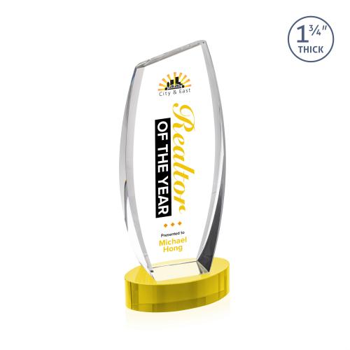 Corporate Awards - Crystal Awards - Colorado Full Color Gold on Base Peak Crystal Award