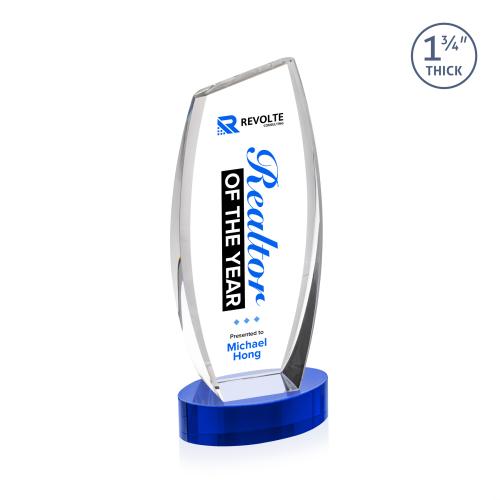 Corporate Awards - Crystal Awards - Colorado Full Color Blue on Base Peak Crystal Award
