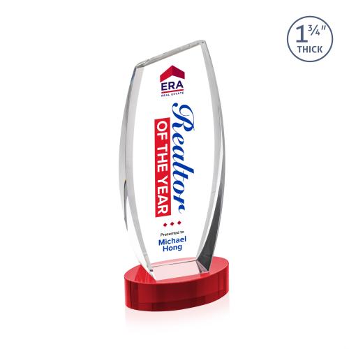 Corporate Awards - Crystal Awards - Colorado Full Color Red on Base Peak Crystal Award