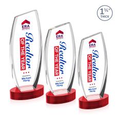 Colorado Full Color Red on Base Peak Crystal Award - Red Crystal Awards