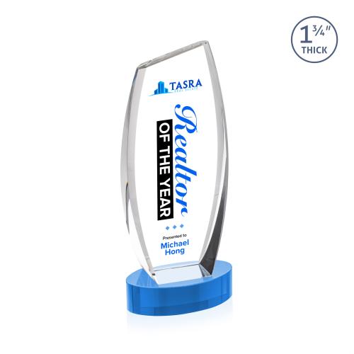 Corporate Awards - Crystal Awards - Colorado Full Color Sky Blue on Base Peak Crystal Award