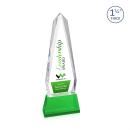 Cheswick Full Color Green on Entwhistle Base Obelisk Crystal Award