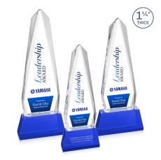 Cheswick Full Color Blue on Entwhistle Base Obelisk Crystal Award - Crystal Awards