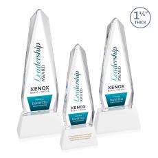 Cheswick Full Color White on Entwhistle Base Obelisk Crystal Award - Crystal Awards