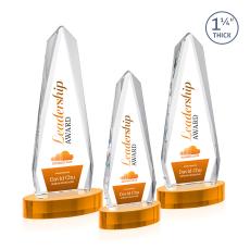 Cheswick Full Color Amber on Alberton Base Obelisk Crystal Award - Full Color Awards