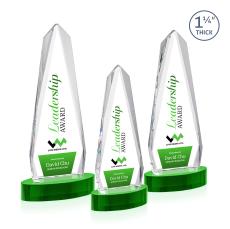 Cheswick Full Color Green on Alberton Base Obelisk Crystal Award - Crystal Awards