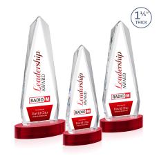 Cheswick Full Color Red on Alberton Base Obelisk Crystal Award - Red Crystal Awards