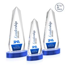 Cheswick Full Color Sky Blue on Alberton Base Obelisk Crystal Award - Crystal Awards