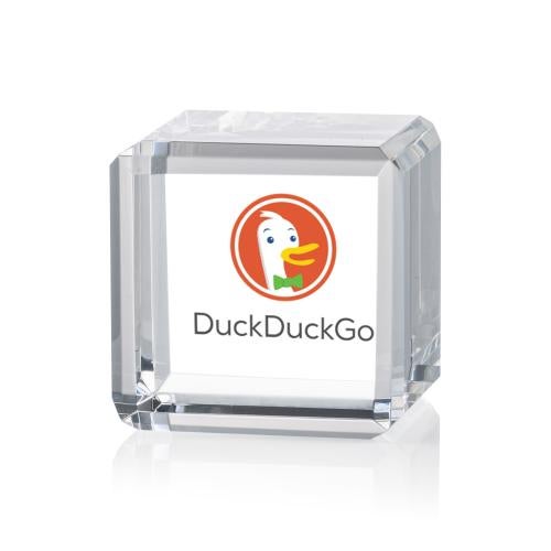 Corporate Awards - Crystal Awards - Davenport Cube Full Color Crystal Award