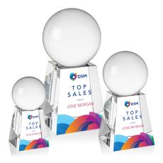 Crystal Ball Full Color Spheres on Tall Base Crystal Award - Crystal Awards