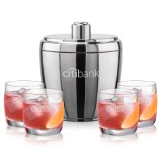Pescara Ice Bucket & Ritz On-the-Rocks Set - Etched Barware