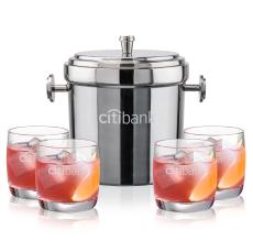 Milano Ice Bucket & Ritz On-the-Rocks Set - Etched Barware