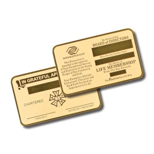 Corporate Recognition Gifts - Executive Gifts - Wallet Card - Brass