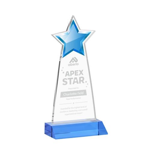 Corporate Awards - Crystal Awards - Starlite Sky Blue Star Crystal Award