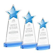 Starlite Sky Blue on Alberton Base Star Crystal Award - Service Awards