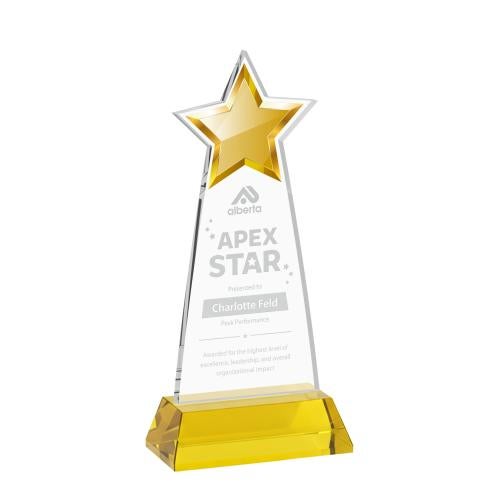 Corporate Awards - Crystal Awards - Starlite Gold on Hartford Base Star Crystal Award