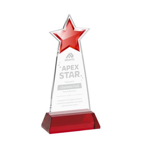 Corporate Awards - Crystal Awards - Starlite Red on Hartford Base Star Crystal Award
