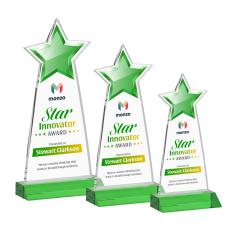 Starlite Full Color Green Star Crystal Award - Service Awards
