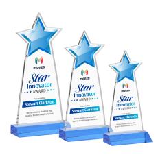 Starlite Full Color Sky Blue Star Crystal Award - Service Awards