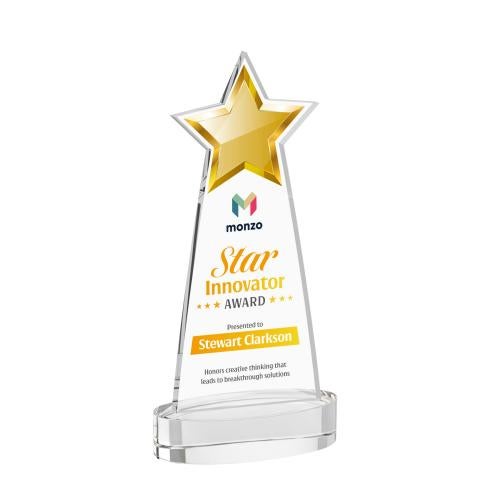 Corporate Awards - Crystal Awards - Starlite Full Color Clear on Alberton Base Star Crystal Award