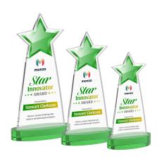 Starlite Full Color Green on Alberton Base Star Crystal Award - Service Awards