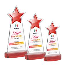 Starlite Full Color Red on Alberton Base Star Crystal Award - Service Awards