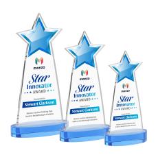 Starlite Full Color Sky Blue on Alberton Base Star Crystal Award - Service Awards
