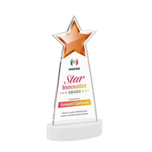 Corporate Awards - Crystal Awards - Starlite Full Color White on Alberton Base Star Crystal Award