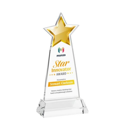 Corporate Awards - Crystal Awards - Starlite Full Color Clear on Hartford Base Star Crystal Award