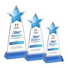 Starlite Full Color Sky Blue on Hartford Base Star Crystal Award - Service Awards