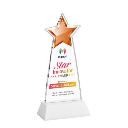 Corporate Awards - Crystal Awards - Starlite Full Color White on Hartford Base Star Crystal Award
