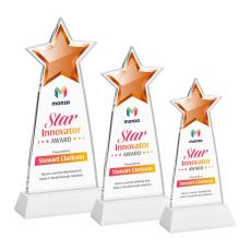 Starlite Full Color White on Hartford Base Star Crystal Award - Service Awards
