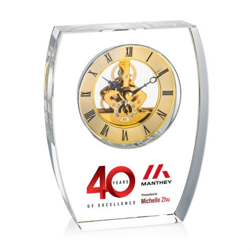 Corporate Recognition Gifts - Clocks - Barchus Full Color Clock - Gold