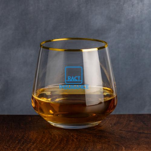Corporate Recognition Gifts - Etched Barware - Tucson Gold Rim Whiskey Taster - Imprinted