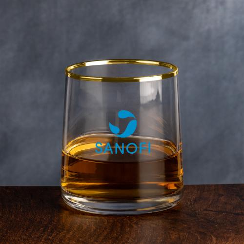 Corporate Recognition Gifts - Etched Barware - Aberfoyle Gold Rim Whiskey Taster - Imprinted