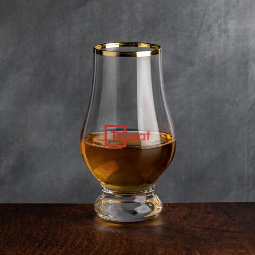 Corporate Recognition Gifts - Etched Barware - Lismore Gold Rim Whiskey Taster - Imprinted