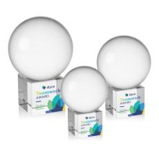 Crystal Ball Full Color Spheres on Cube Crystal Award - Corporate Recognition Gifts