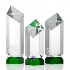 Employee Gifts - Achilles Tower Green Obelisk Crystal Award