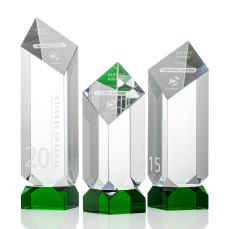 Achilles Tower Green Obelisk Crystal Award - Crystal Awards
