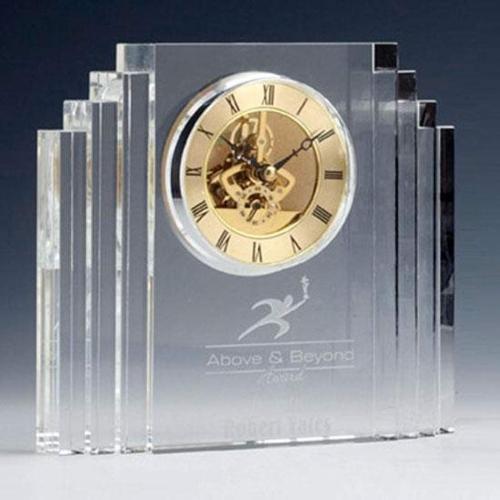Corporate Recognition Gifts - Crystal Gifts - Mantel Clock - Gold