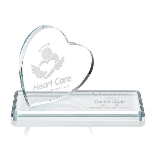 Corporate Awards - Crystal Awards - Colored Crystal - Red Crystal Awards - Northam Heart Deep Etch Abstract / Misc Bamboo Award