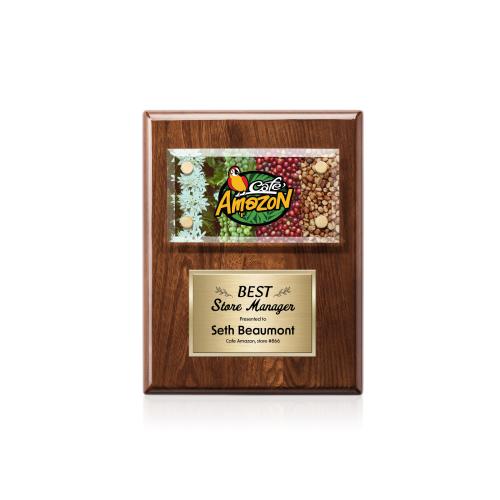 Corporate Awards - Award Plaques - Gossamer Full Color Plaque - Walnut/Gold